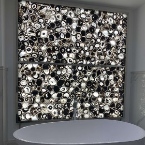 Black agate backlit bathroom wall