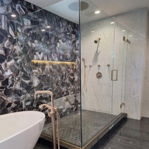 Uruguay black agate bathroom wall design