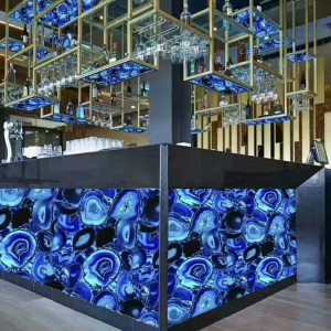 Blue agate backlit bar countertop