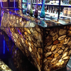 Brown agate backlit bar countertop