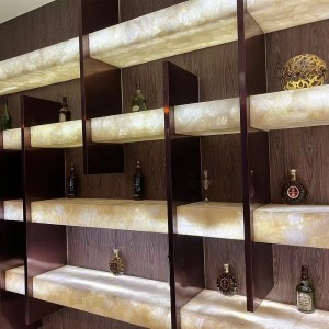 White crystal quartz wine cabinet display rack