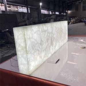 White crystal quartz with white light table