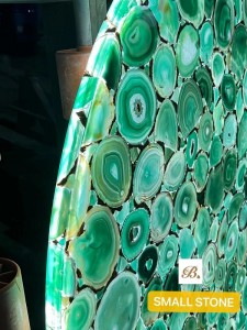 Backlit green agate round table