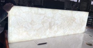 White crystal quartz with white light table